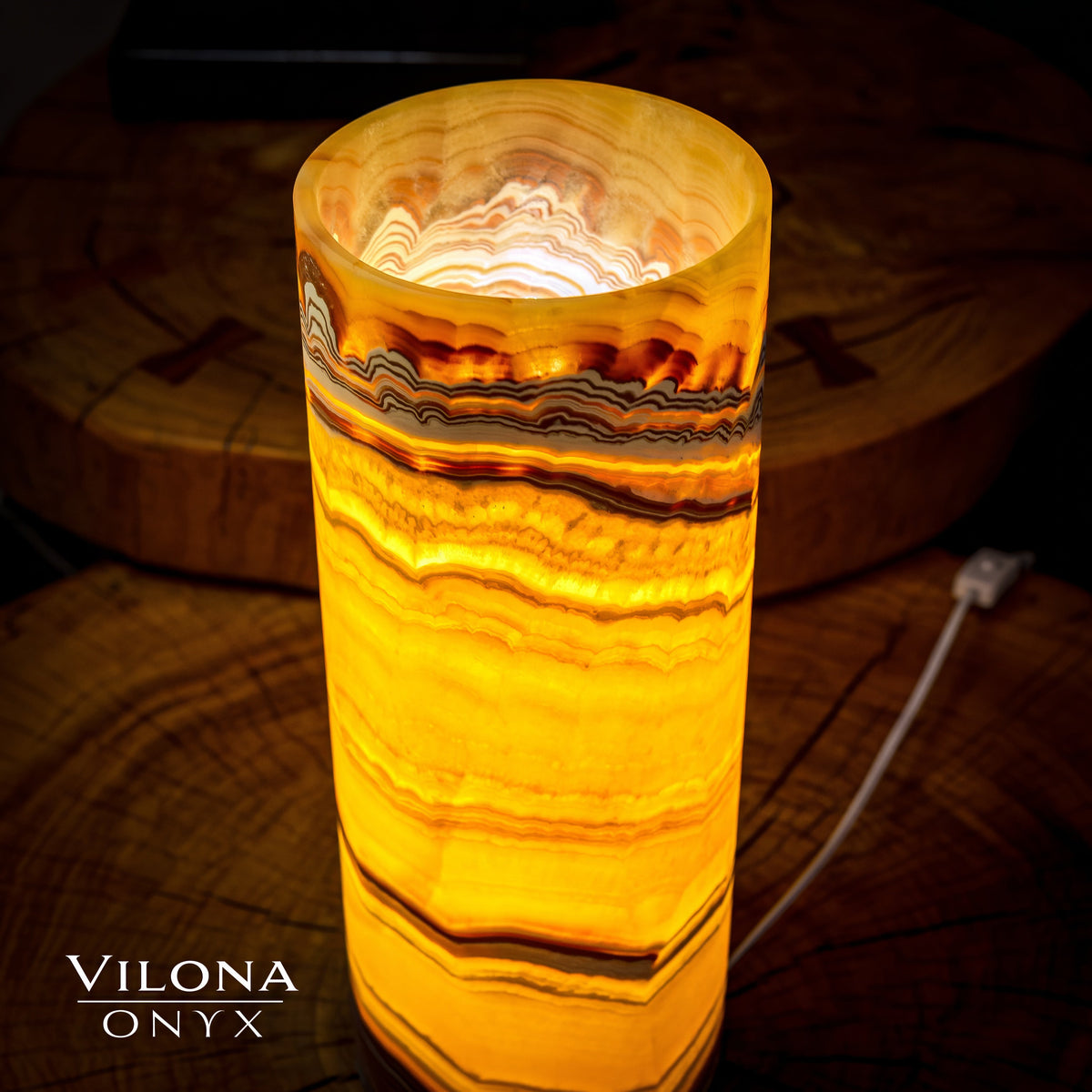 Miami Sunset Onyx Lamp (Cylinder Table Lamp #5), photo 5 of 5