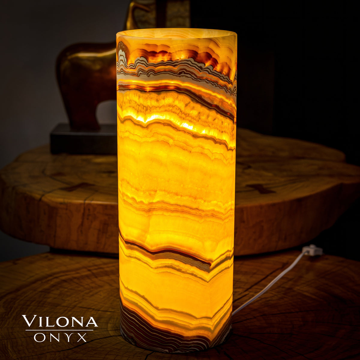 Miami Sunset Onyx Lamp (Cylinder Table Lamp #5), photo 3 of 5
