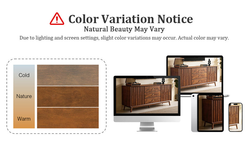 Mid Century Sideboard Buffet Cabinet, Walnut Wood, 56 Inches, 3 Drawers and 2 Cabinets, photo 2 of 10