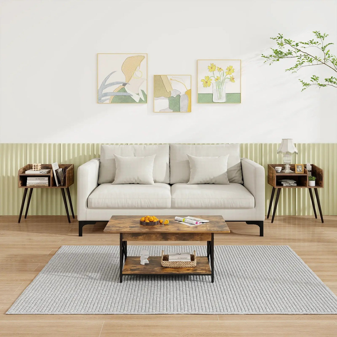 Mid Century Modern Nightstand with Open Shelves by DirectDeals