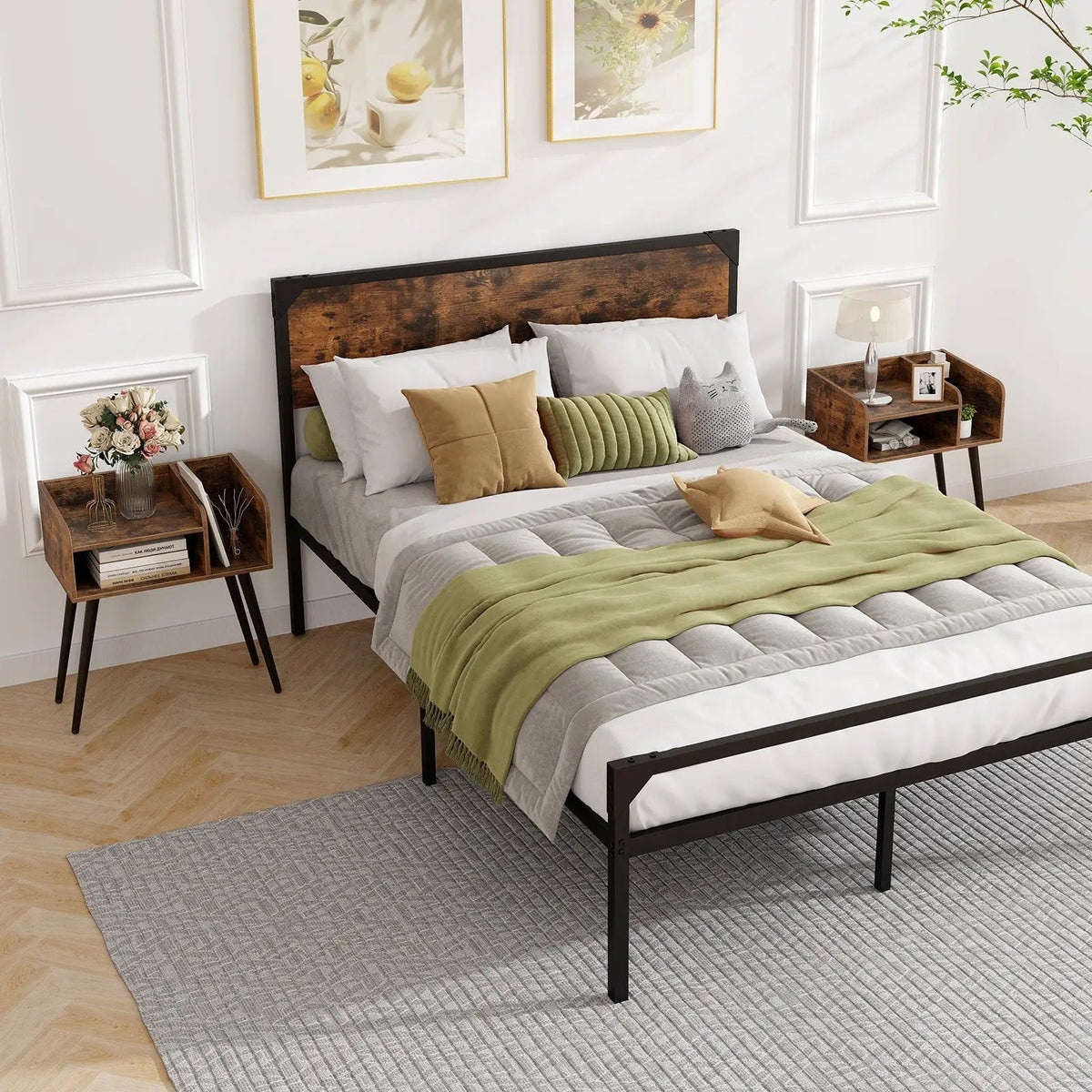 Mid Century Modern Nightstand with Open Shelves by DirectDeals
