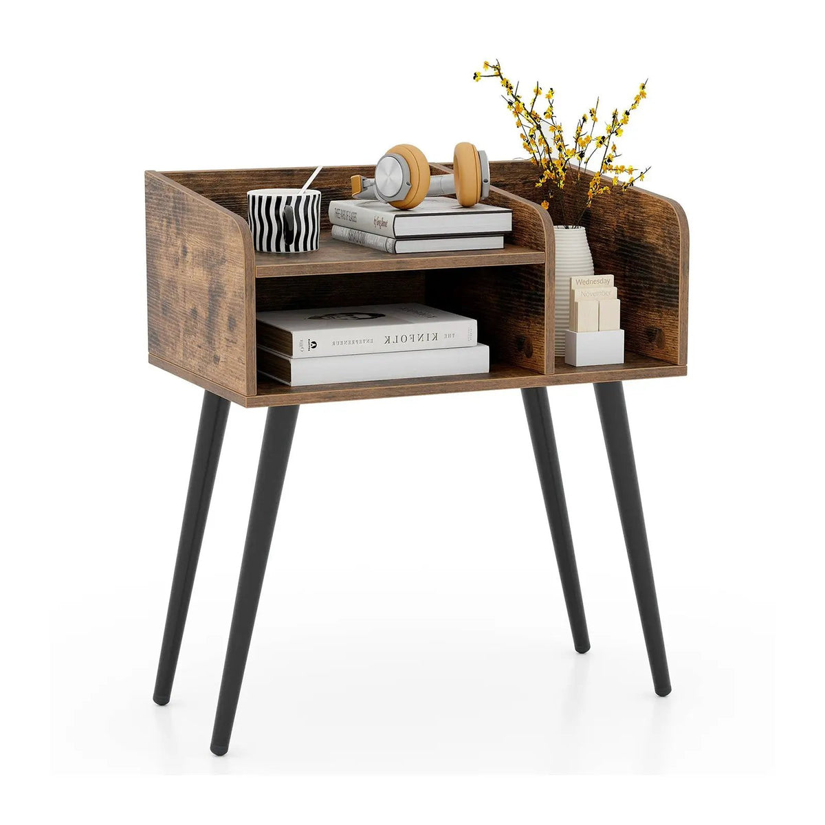 Mid Century Modern Nightstand with Open Shelves by DirectDeals