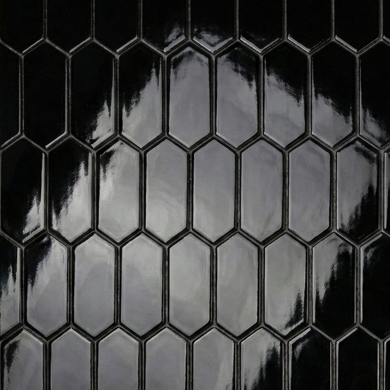 Midnight Glossy Picket Ceramic Tiles 3x6 Ceramic Glossy 3x12 Tiles