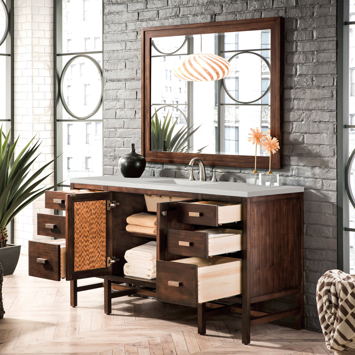 James Martin Addison 60" Single Bathroom Vanity, Mid-Century Acacia, view 18