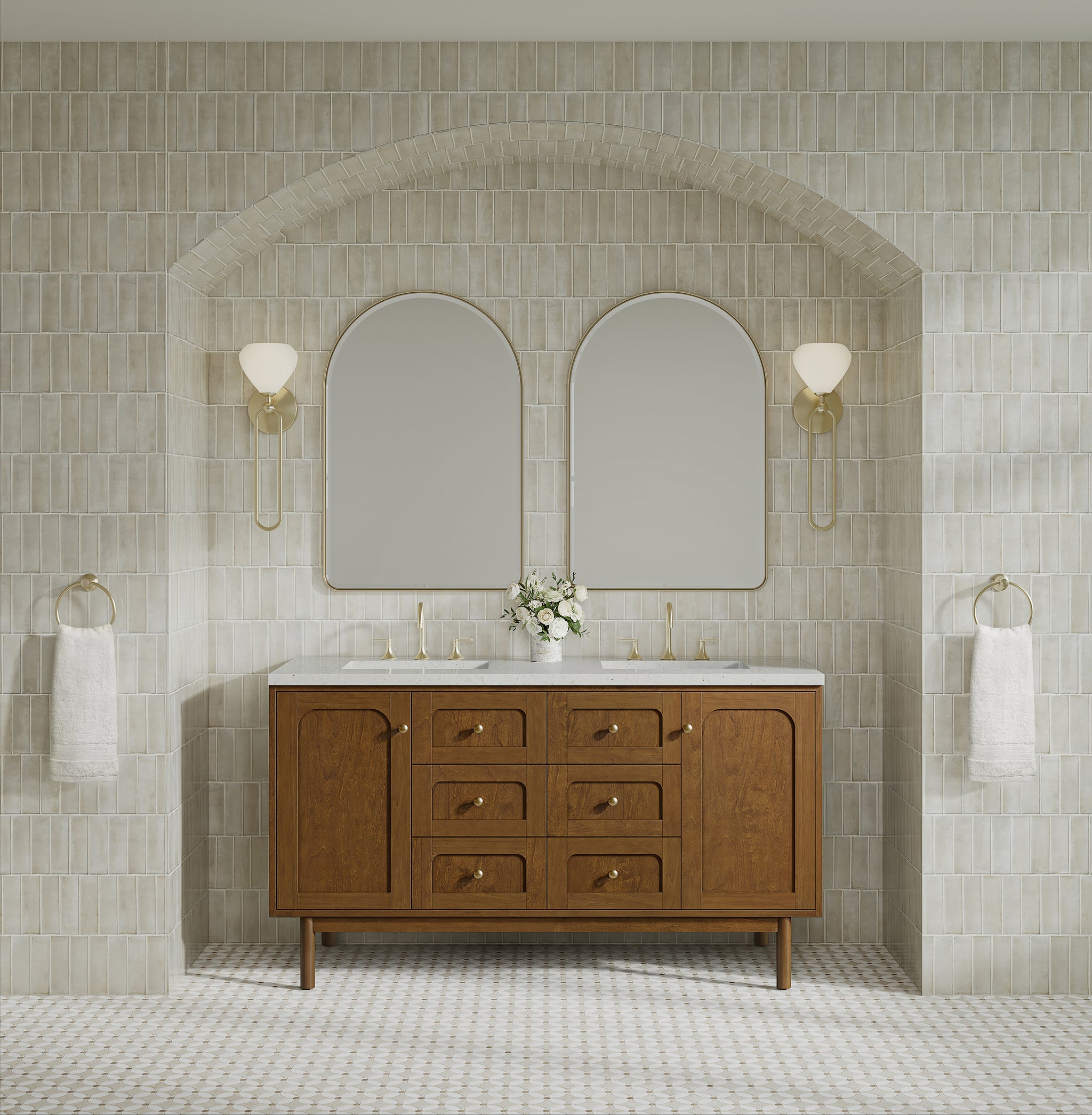 James Martin Laurent 60" Dual Mount Double Bathroom Vanity, Honey Oak, view 35
