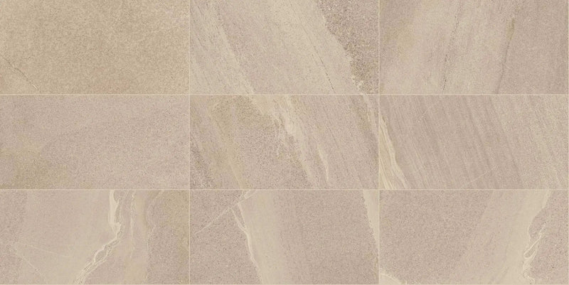 Milestone East Beige Stone Look Porcelain Tiles 12x24 by landmarkceramics