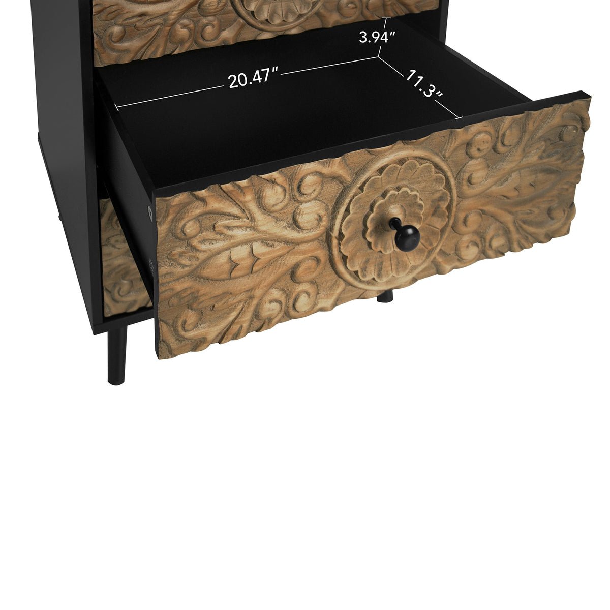 3 Drawer Cabinet, Black, 23.6-Inch Wide, Particle Board and MDF, photo 6 of 10