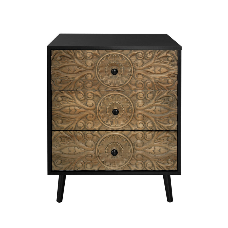 3 Drawer Cabinet, Black, 23.6-Inch Wide, Particle Board and MDF, photo 9 of 10