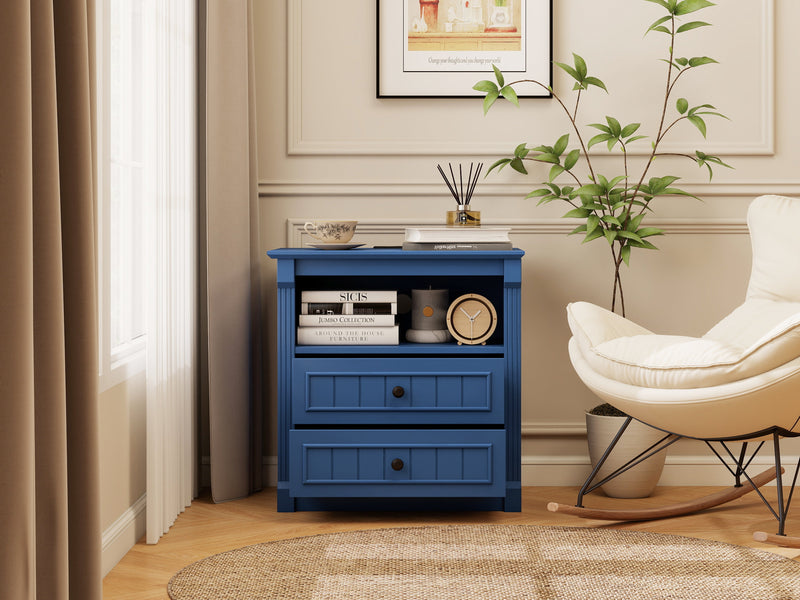 Dusty Nightstand with Charging Station, 2-Drawer, Aged Blue, photo 10 of 10