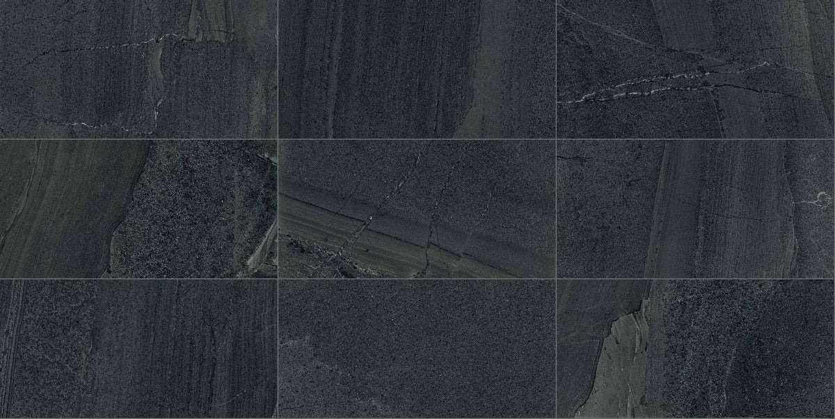 Milestone West Black Bullnose Stone Look Porcelain Moldings 3x24 by landmarkceramics
