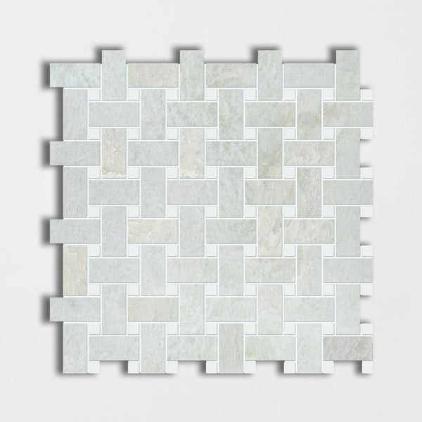 Ming Green Polished Basket Weave Marble Mosaics 12x12