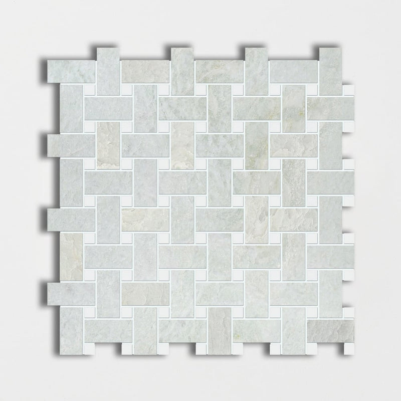 Ming Green Polished Basket Weave Marble Mosaics 12x12 Marble Polished 12x12 Mosaics