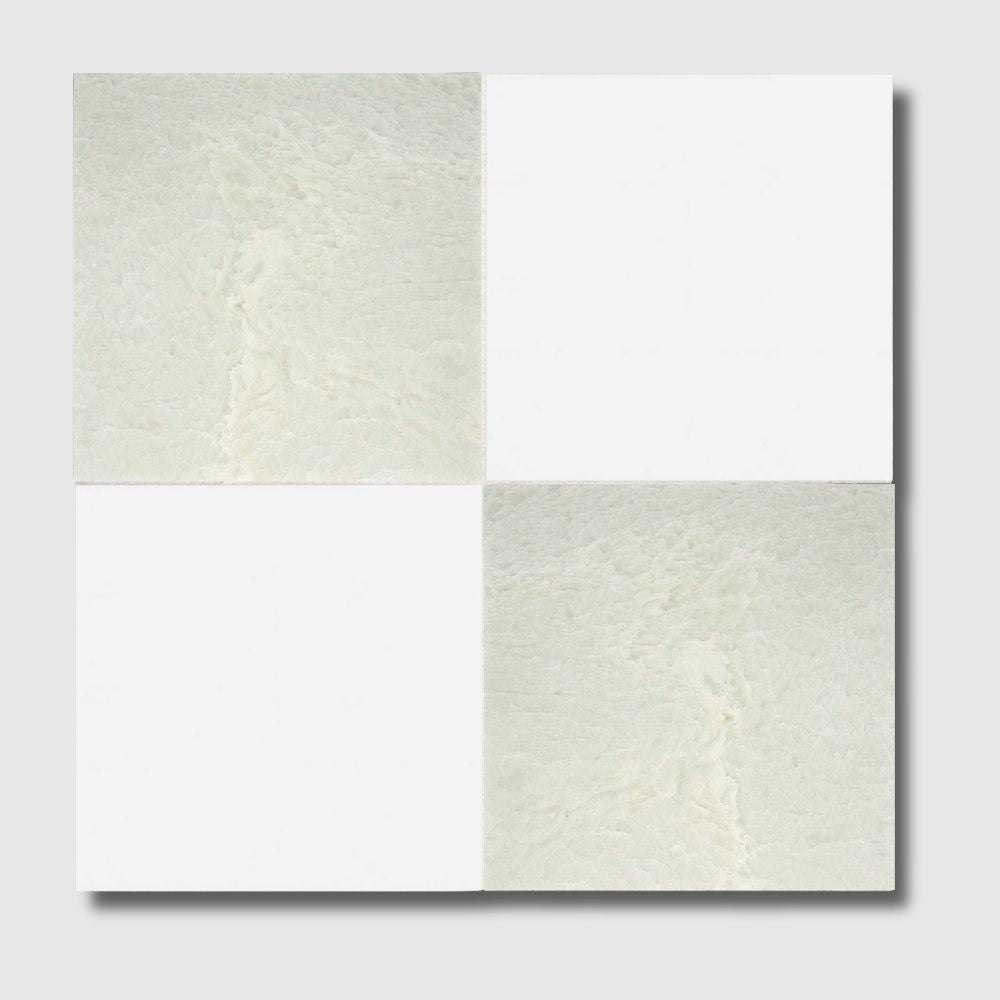 Ming Green, Thassos Extra Polished Checkerboard Pattern Marble Tiles 12x12 Marble Polished 12x12 Tiles