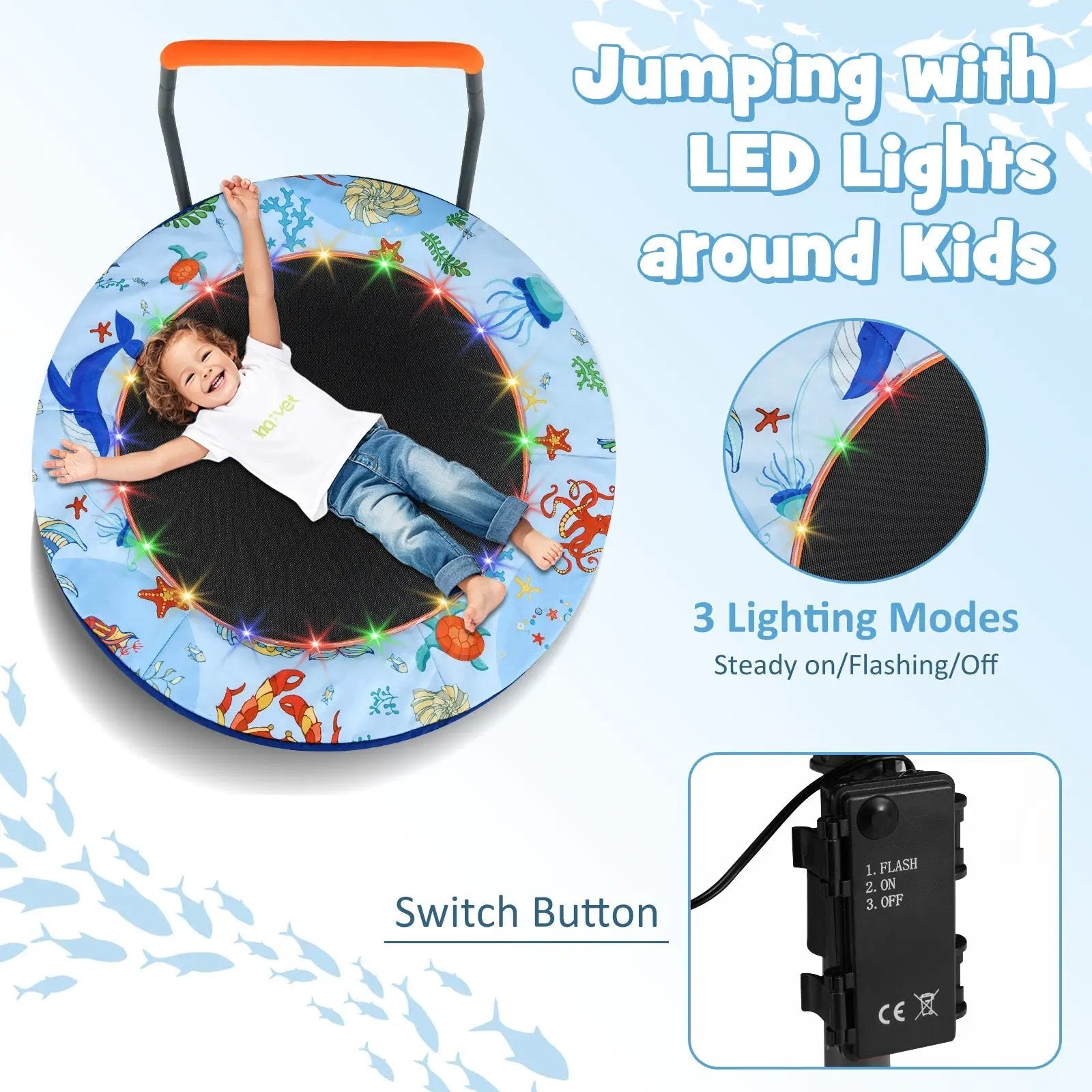 Mini Trampoline Folding Small Rebounder for Kids with Lights by DirectDeals