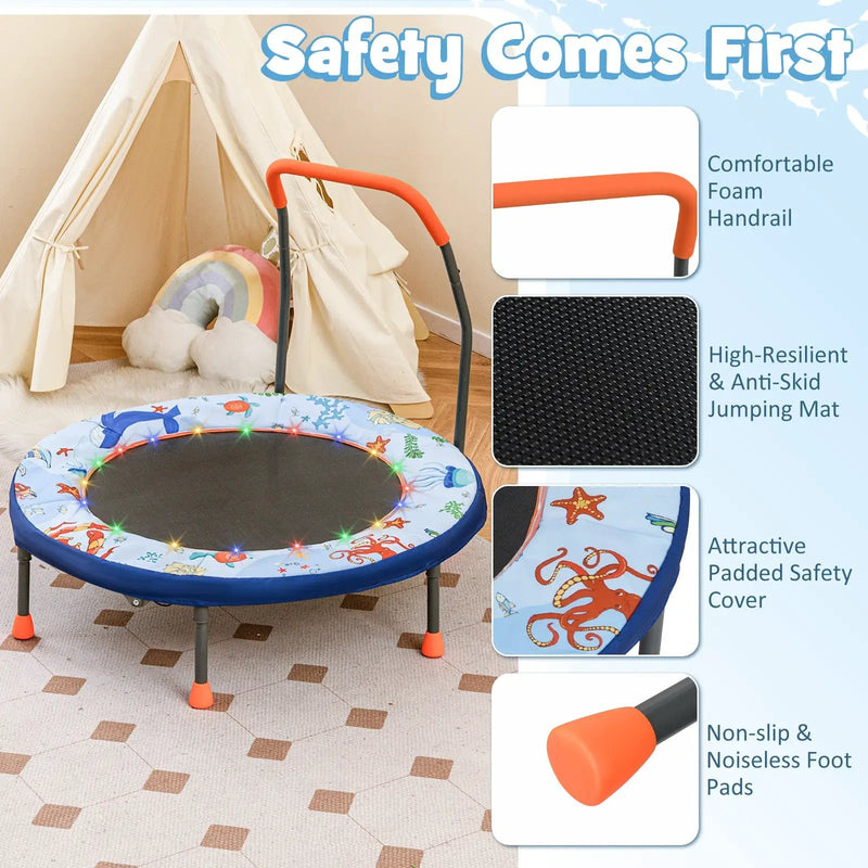 Mini Trampoline Folding Small Rebounder for Kids with Lights by DirectDeals