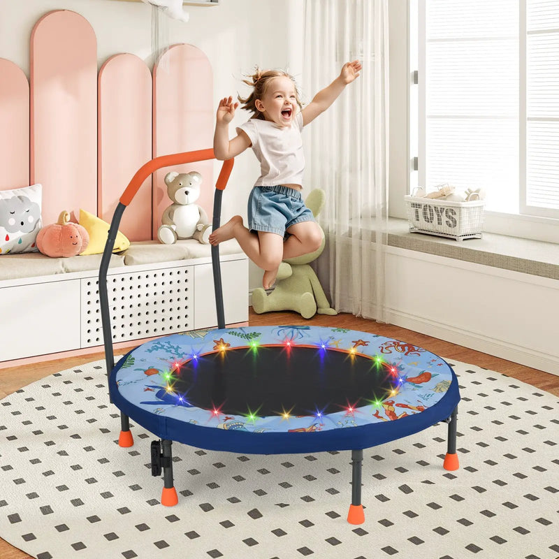 Mini Trampoline Folding Small Rebounder for Kids with Lights by DirectDeals
