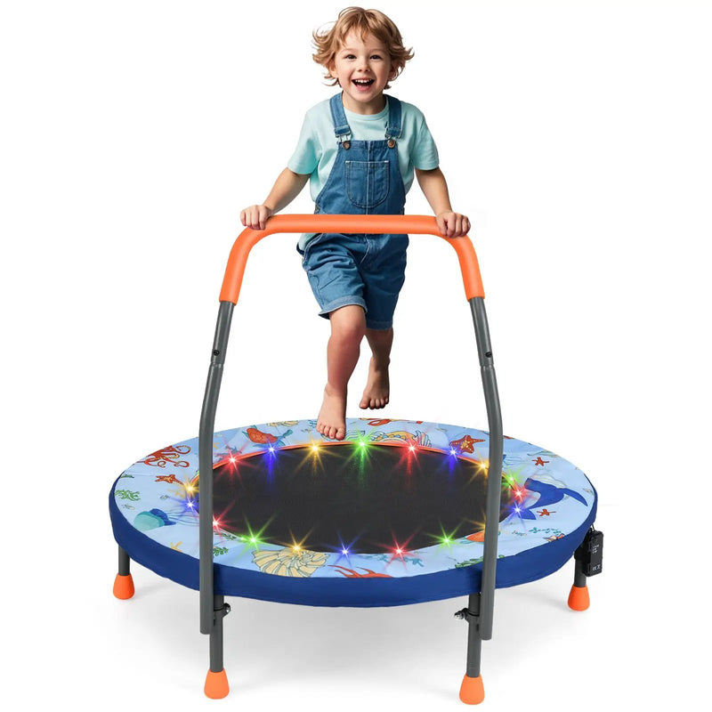 Mini Trampoline Folding Small Rebounder for Kids with Lights by DirectDeals