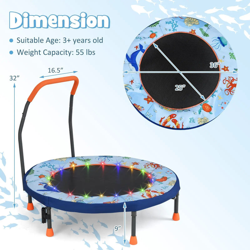 Mini Trampoline Folding Small Rebounder for Kids with Lights by DirectDeals