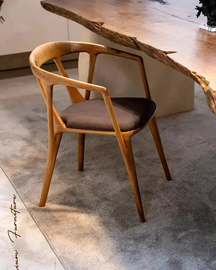 Wabi Sabi Style Luxury Solid Wood Walnut Table with Stone Inspired Legs by Gizz