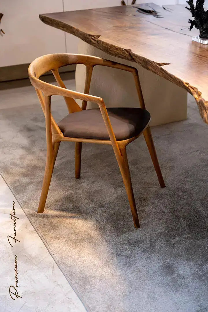Wabi Sabi Style Luxury Solid Wood Walnut Table with Stone Inspired Legs by Gizz