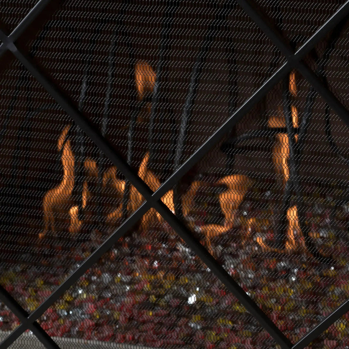 Minimalist Single Panel Iron Fireplace Screen with Diamond Design, photo 2 of 4