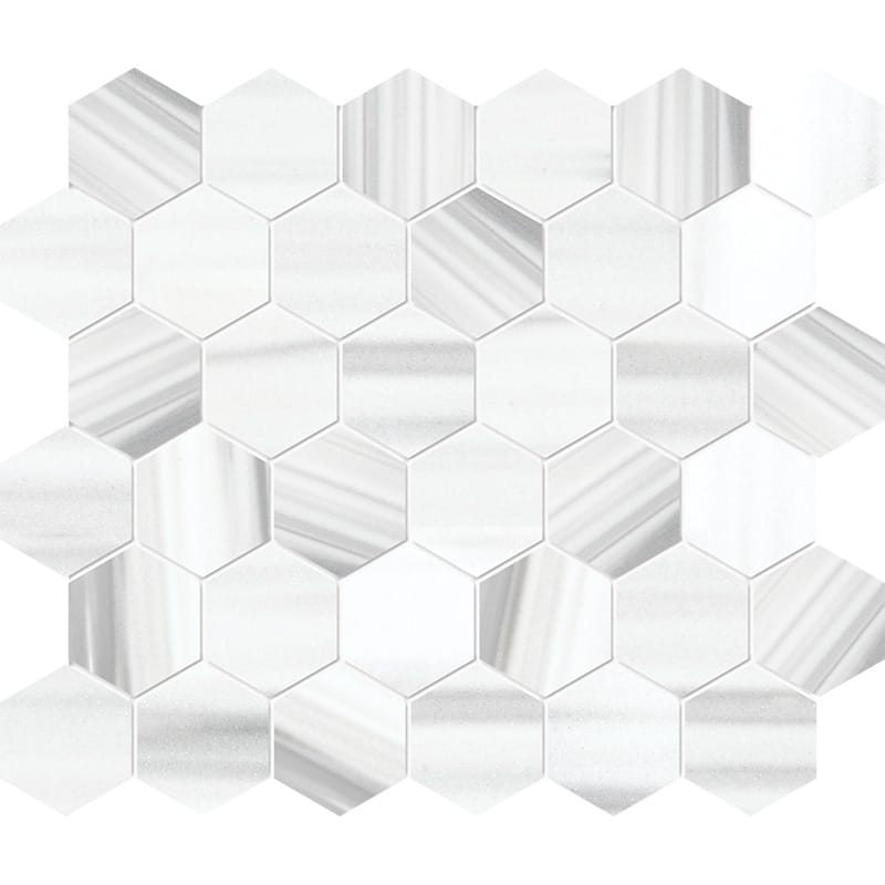 Mink White Honed Hexagon Marble Mosaics 10 3/8x12 Marble Honed 12x12 Mosaics