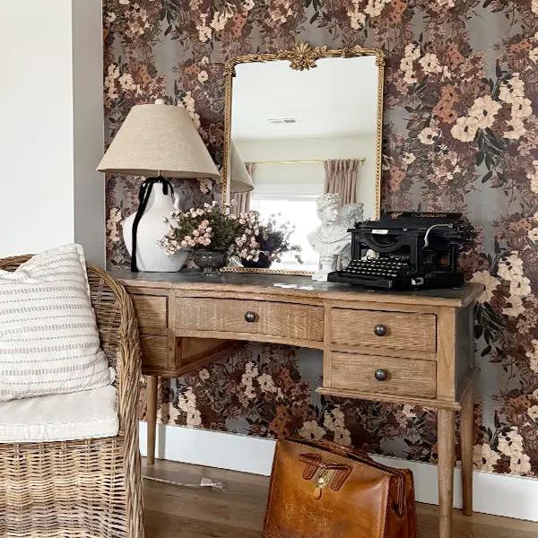 Ornate Golden Floral Rectangular Mirror by Decor Steals