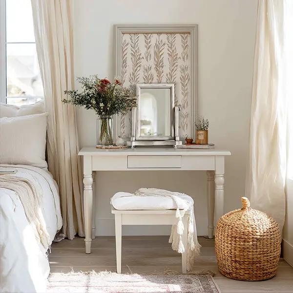 Distressed White Adjustable Wood Vanity Mirror by Decor Steals
