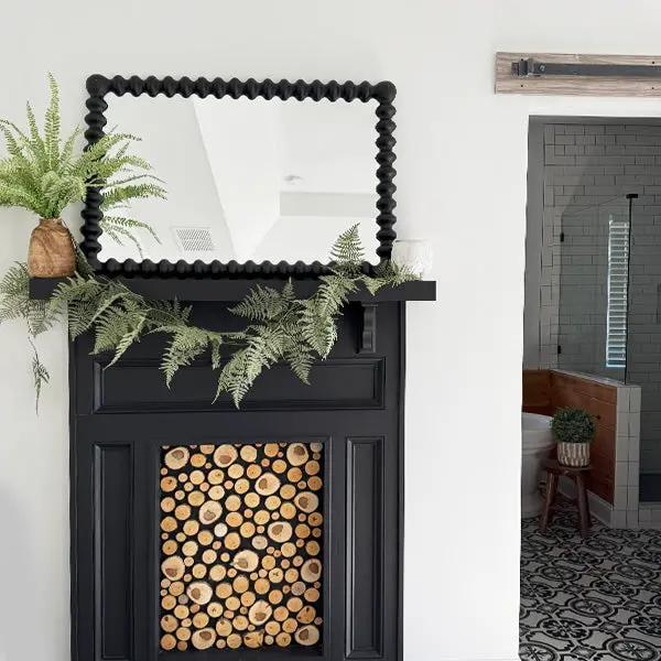 Black Beaded Carved Wood Wall Mirror by Decor Steals