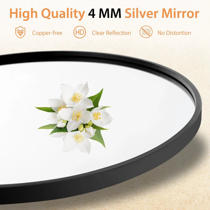 24 Inch Black Circle Bathroom Mirror with Explosion-proof Film by DirectDeals