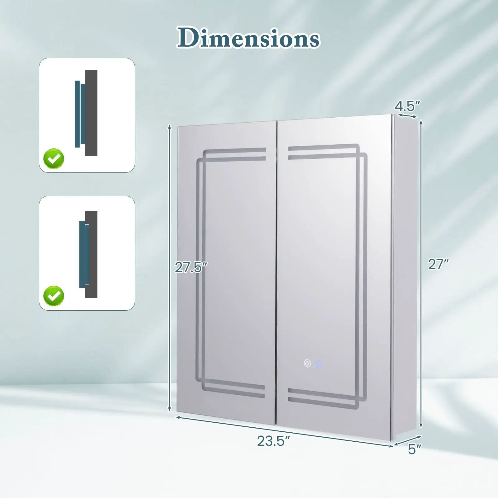 2 Doors Bathroom Mirror Medicine Wall Cabinet with Lights by DirectDeals