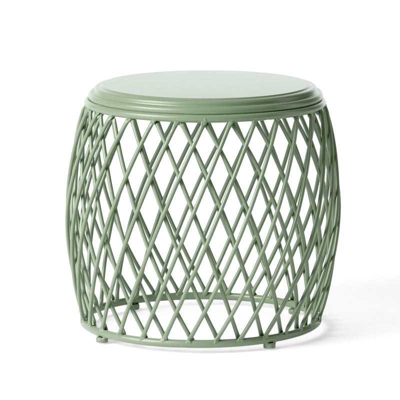 Alamera 19.75" Outdoor Side Table with Lattice Design - Green, photo 3 of 8