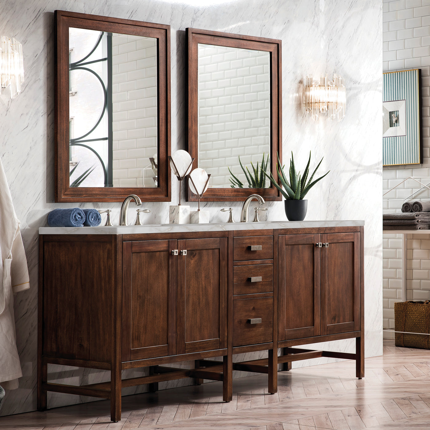James Martin Addison 72" Double Bathroom Vanity, Mid-Century Acacia, view 39