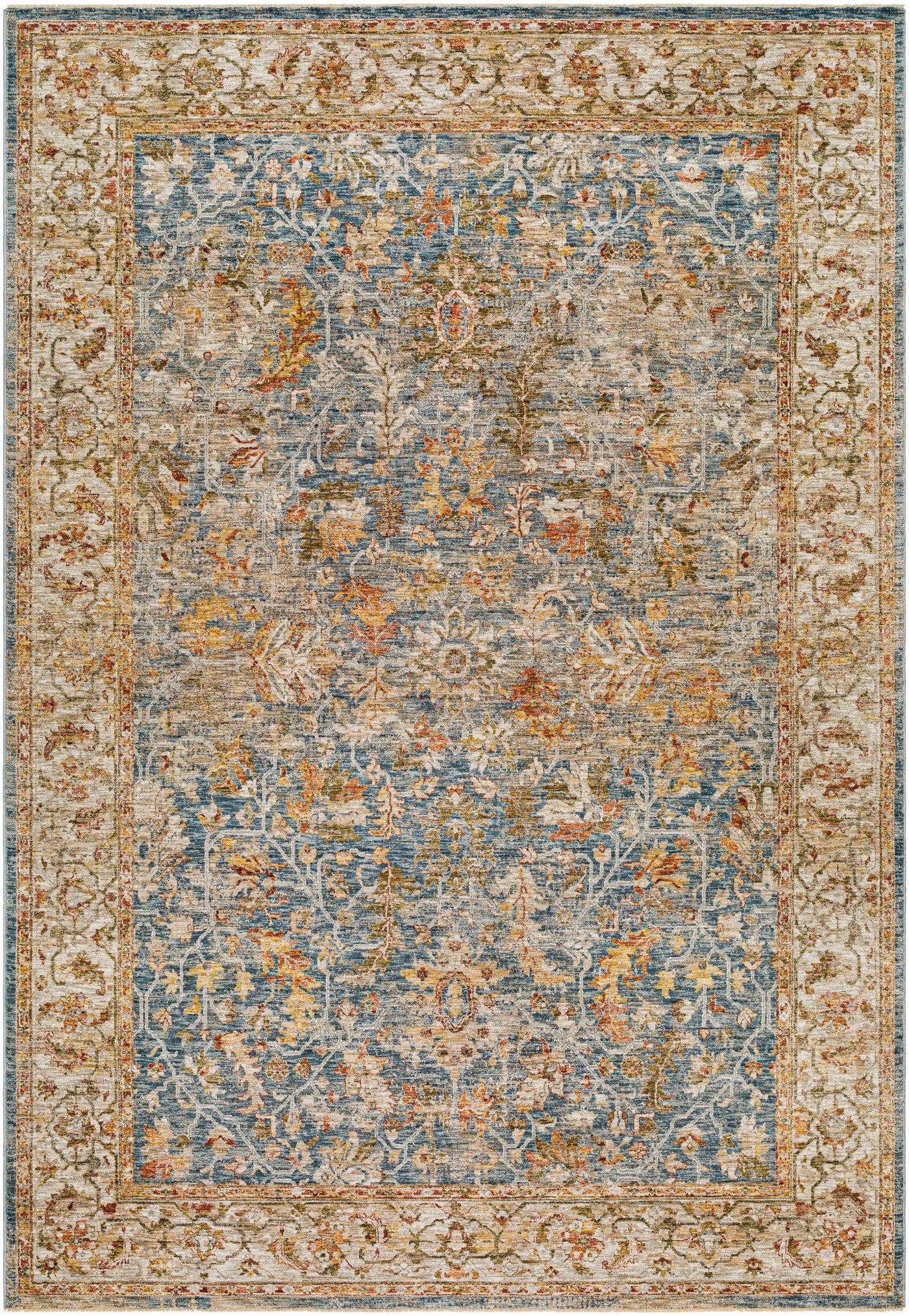 Asabi Blue Textured Rug with Fringes by Boutique Rugs
