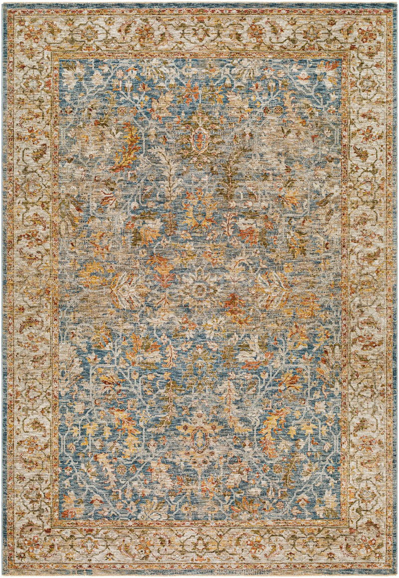 Asabi Blue Textured Rug with Fringes by Boutique Rugs