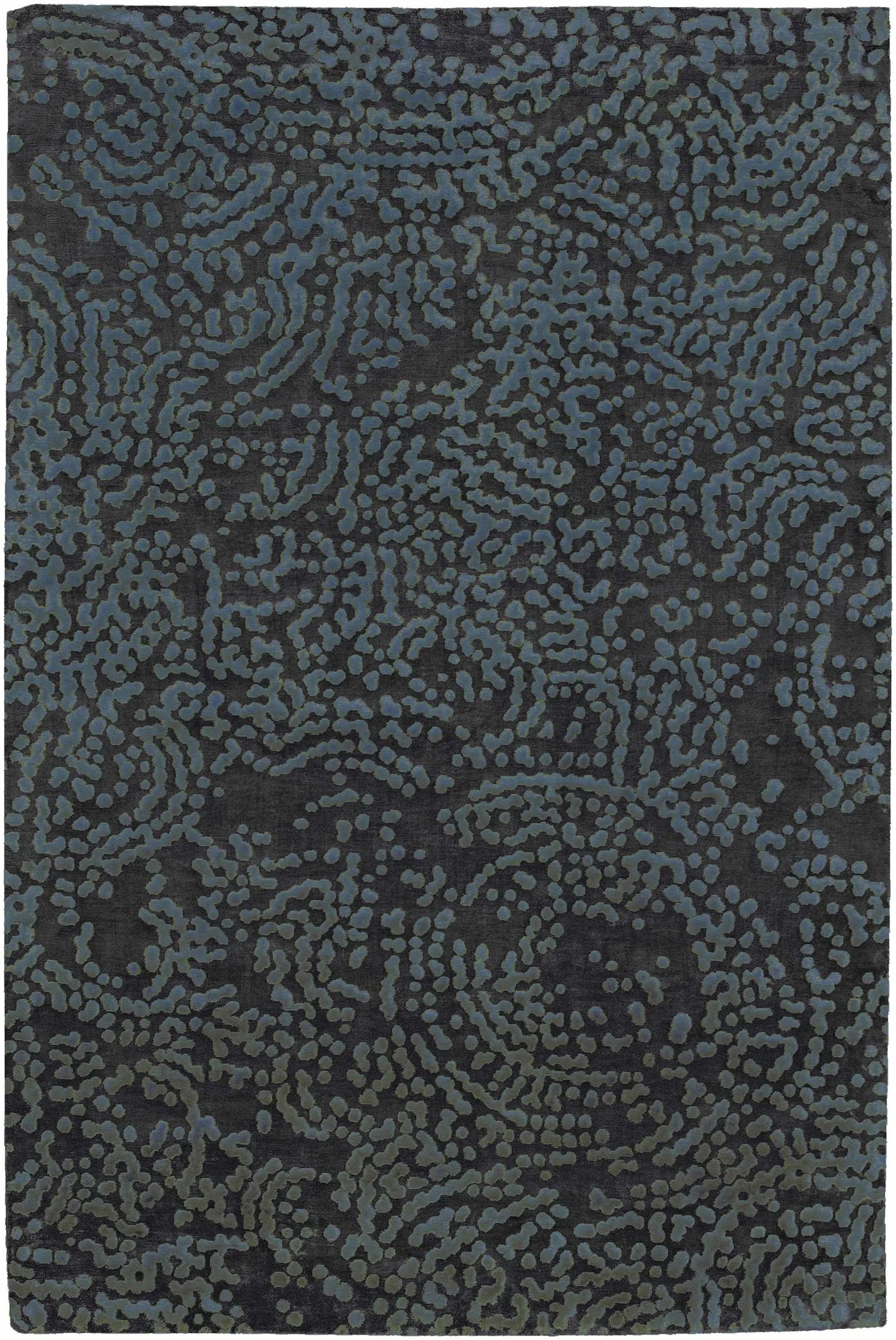 Pensacola Denim/Black Premium Wool&Viscose Rug - Clearance by Boutique Rugs