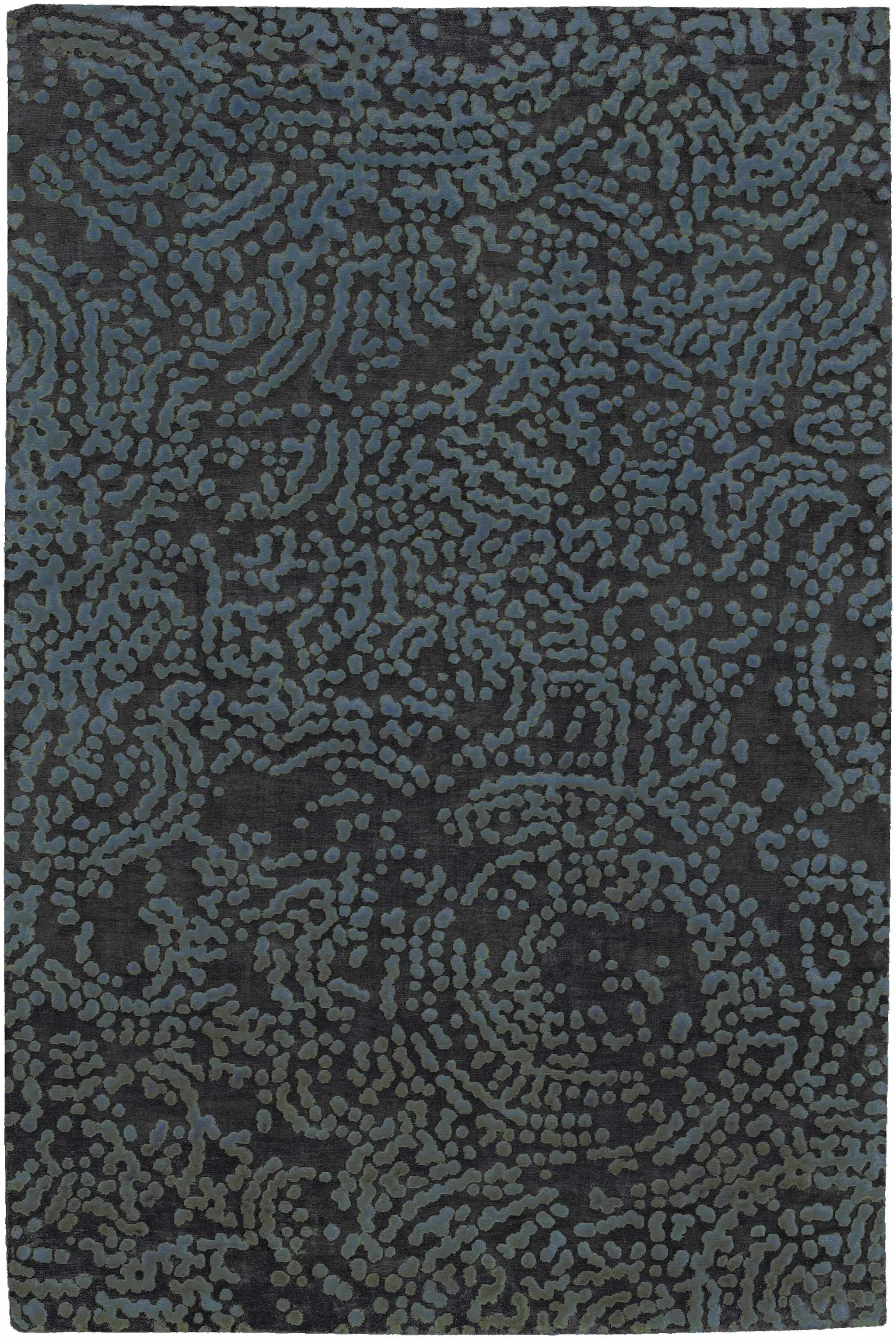 Pensacola Denim/Black Premium Wool&Viscose Rug - Clearance by Boutique Rugs