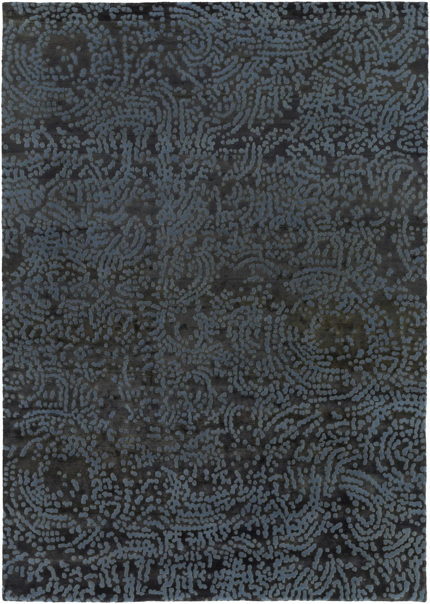Pensacola Denim/Black Premium Wool&Viscose Rug - Clearance by Boutique Rugs