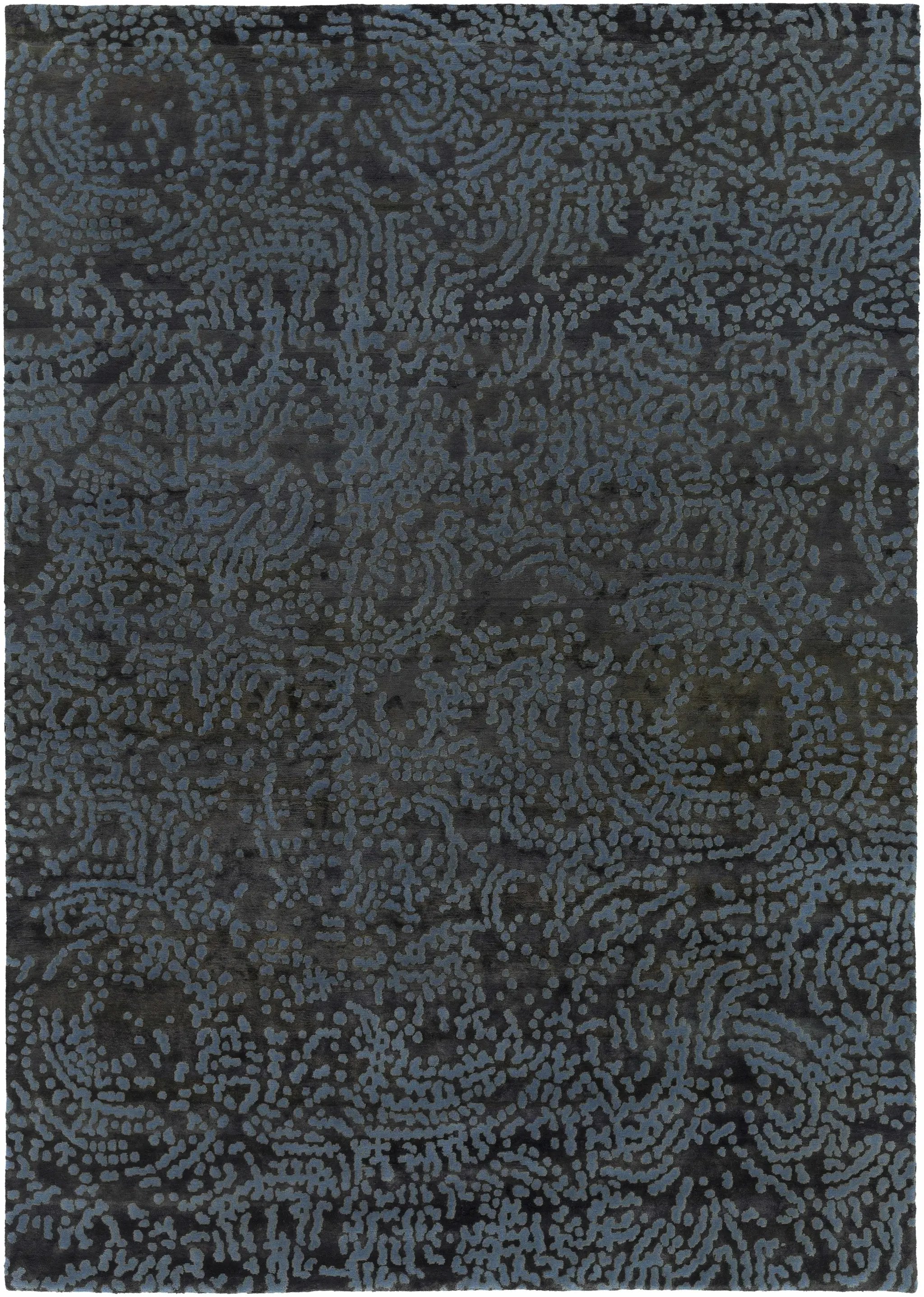 Pensacola Denim/Black Premium Wool&Viscose Rug - Clearance by Boutique Rugs