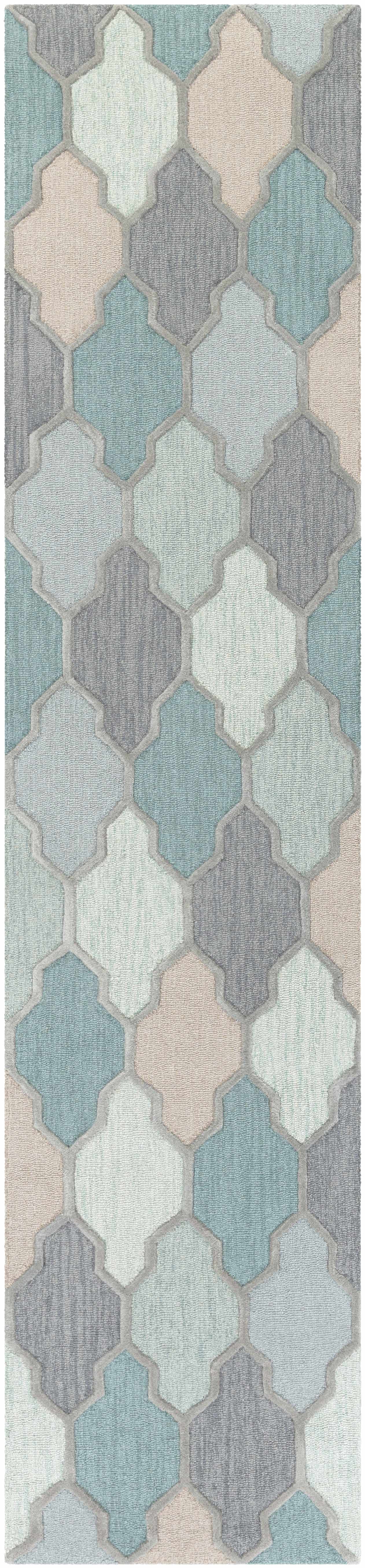 Monteview Sage&Teal Geometric Wool Rug - Clearance by Boutique Rugs
