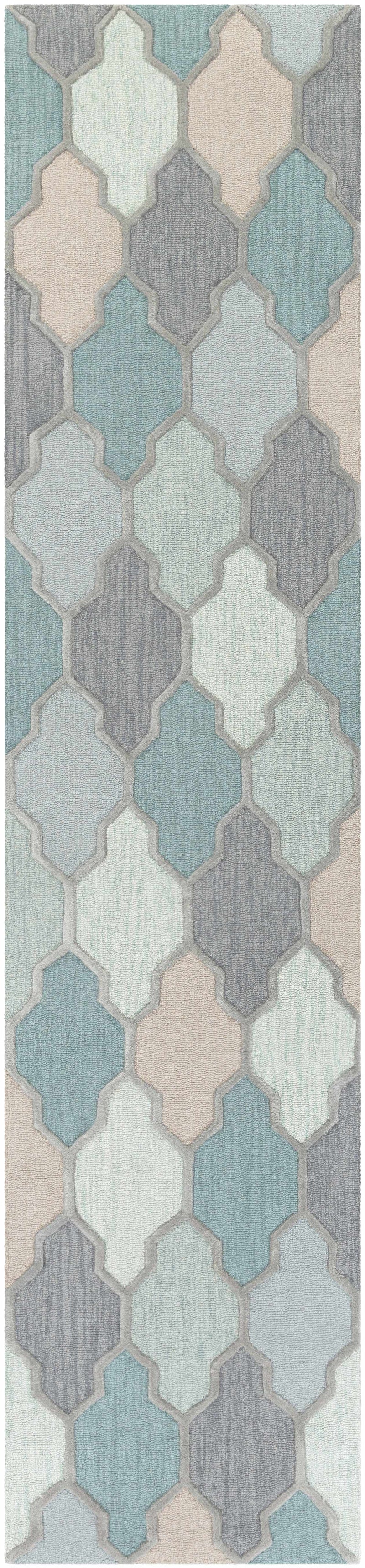 Monteview Sage&Teal Geometric Wool Rug - Clearance by Boutique Rugs