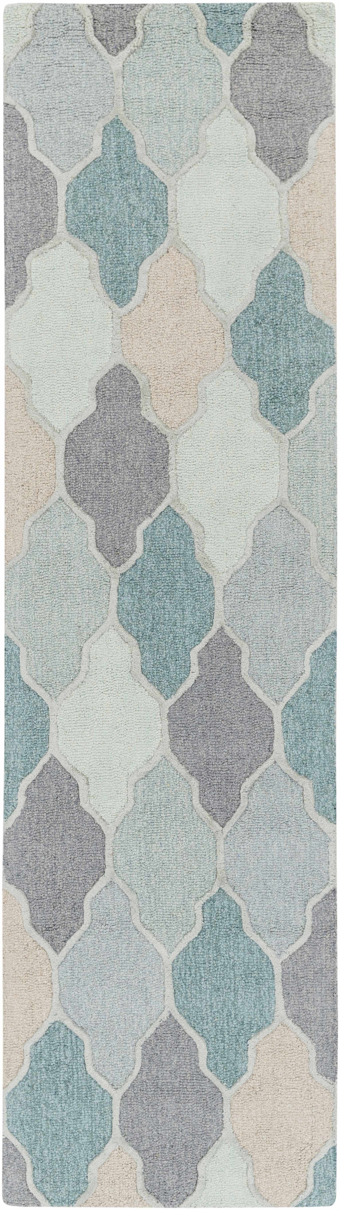 Monteview Sage&Teal Geometric Wool Rug - Clearance by Boutique Rugs