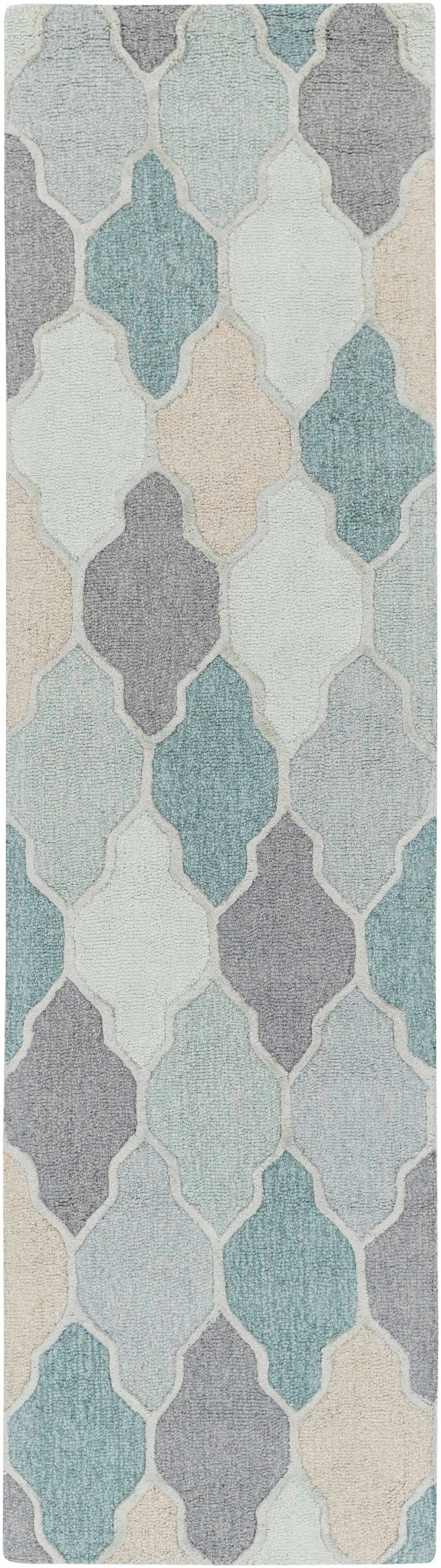 Monteview Sage&Teal Geometric Wool Rug - Clearance by Boutique Rugs