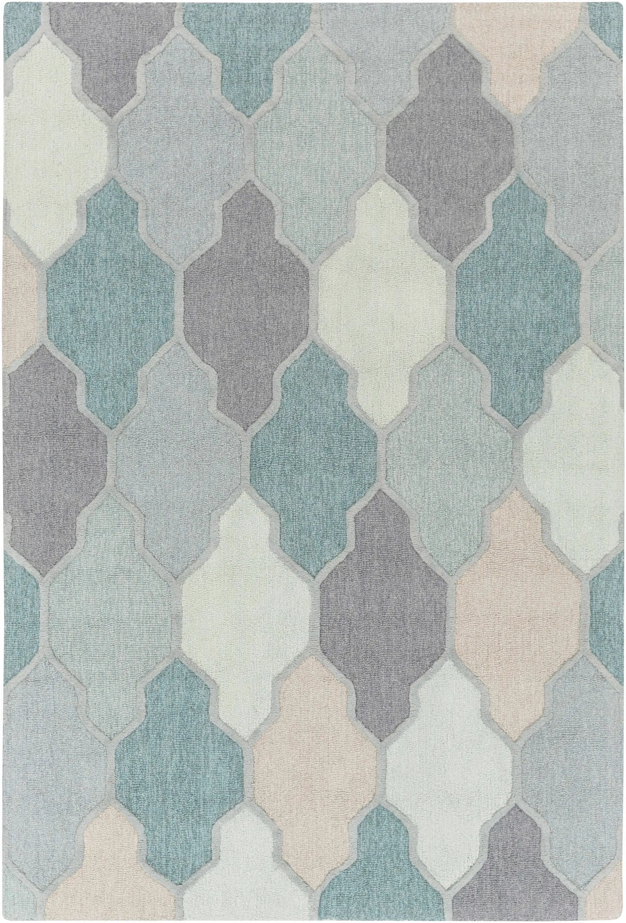 Monteview Sage&Teal Geometric Wool Rug - Clearance by Boutique Rugs