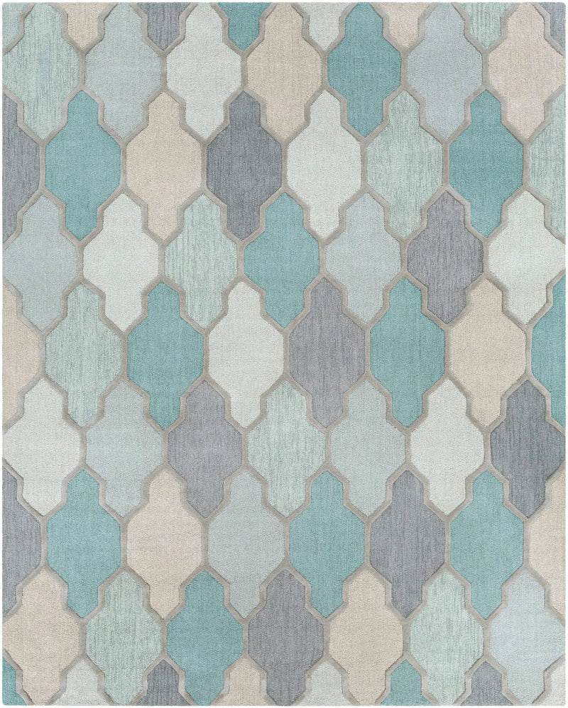 Monteview Sage&Teal Geometric Wool Rug - Clearance by Boutique Rugs
