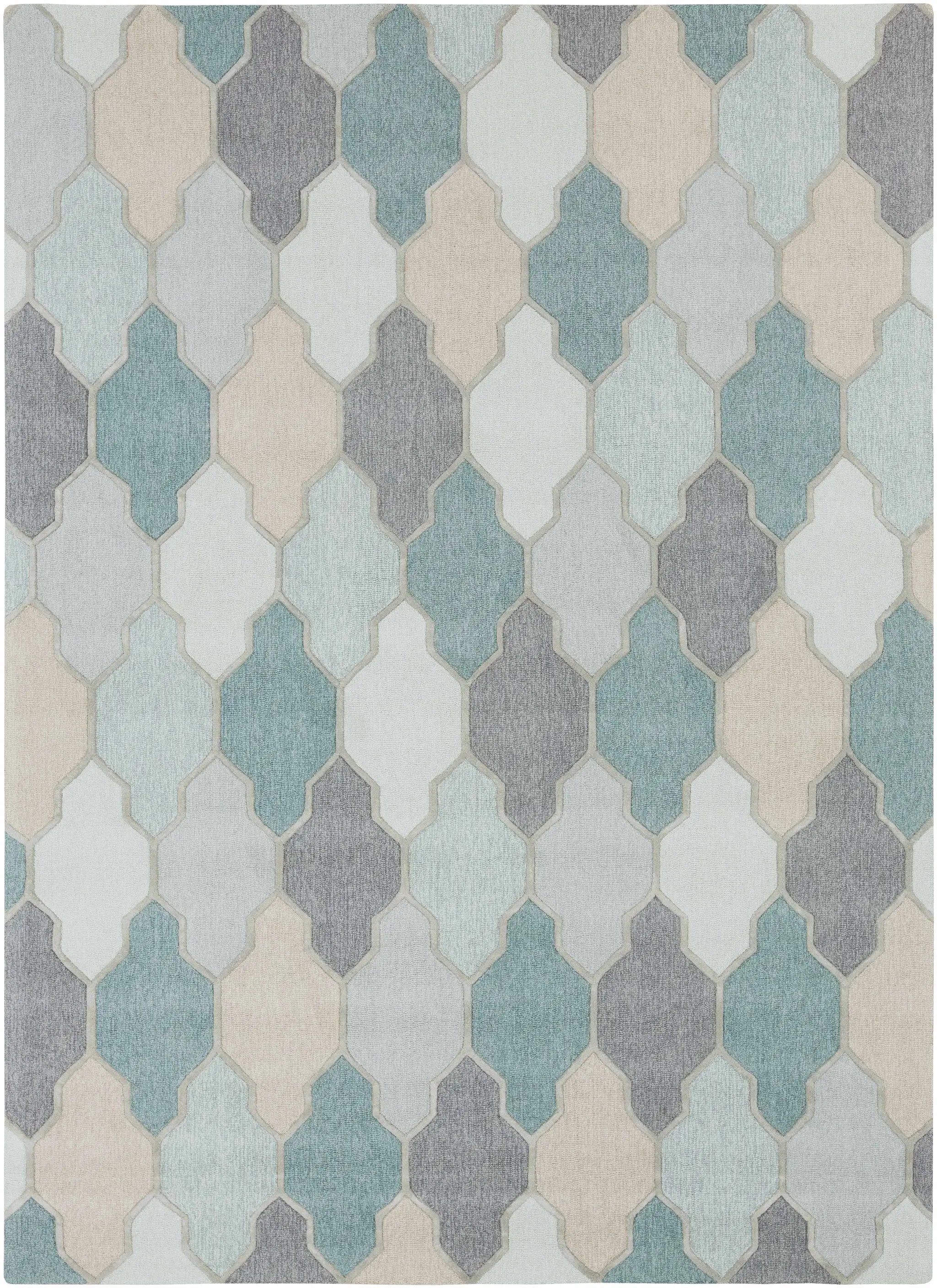 Monteview Sage&Teal Geometric Wool Rug - Clearance by Boutique Rugs
