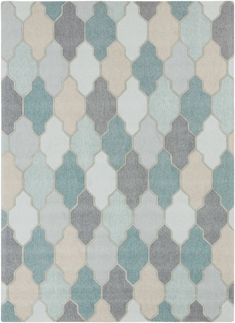 Monteview Sage&Teal Geometric Wool Rug - Clearance by Boutique Rugs