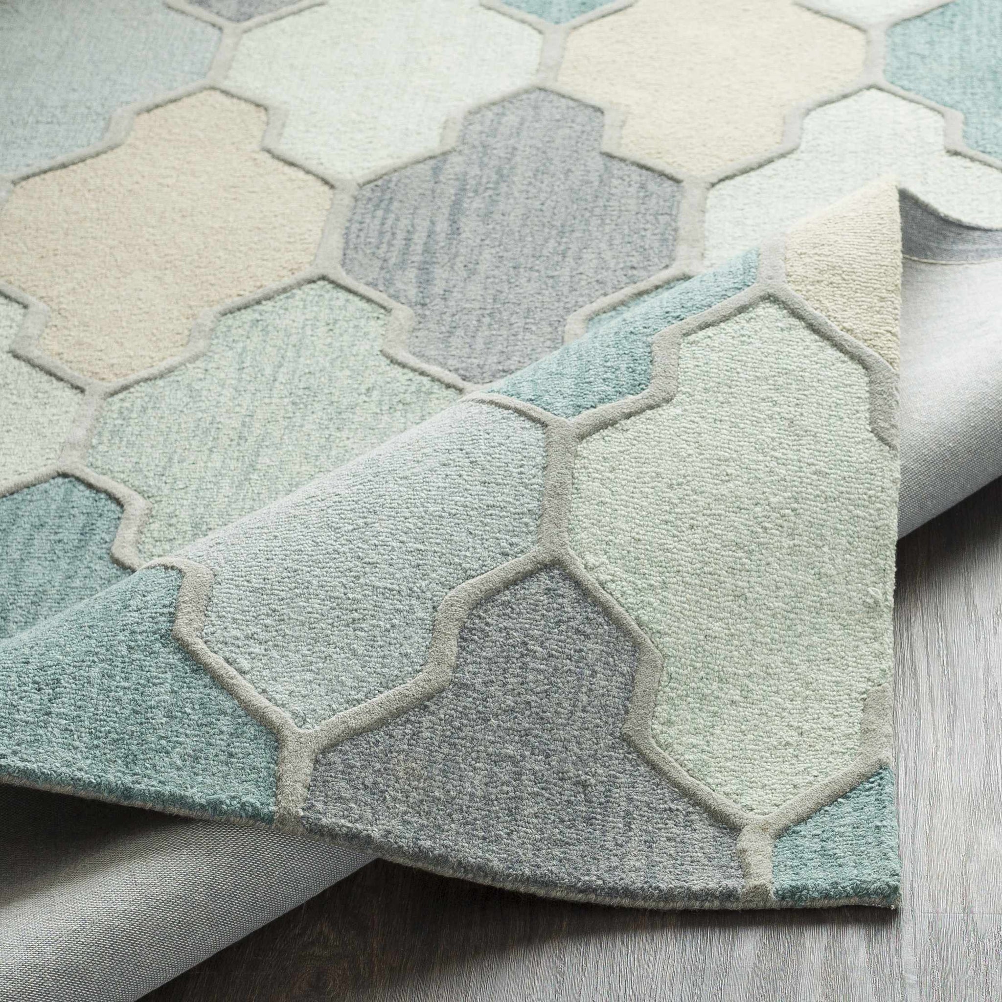 Monteview Sage&Teal Geometric Wool Rug - Clearance by Boutique Rugs