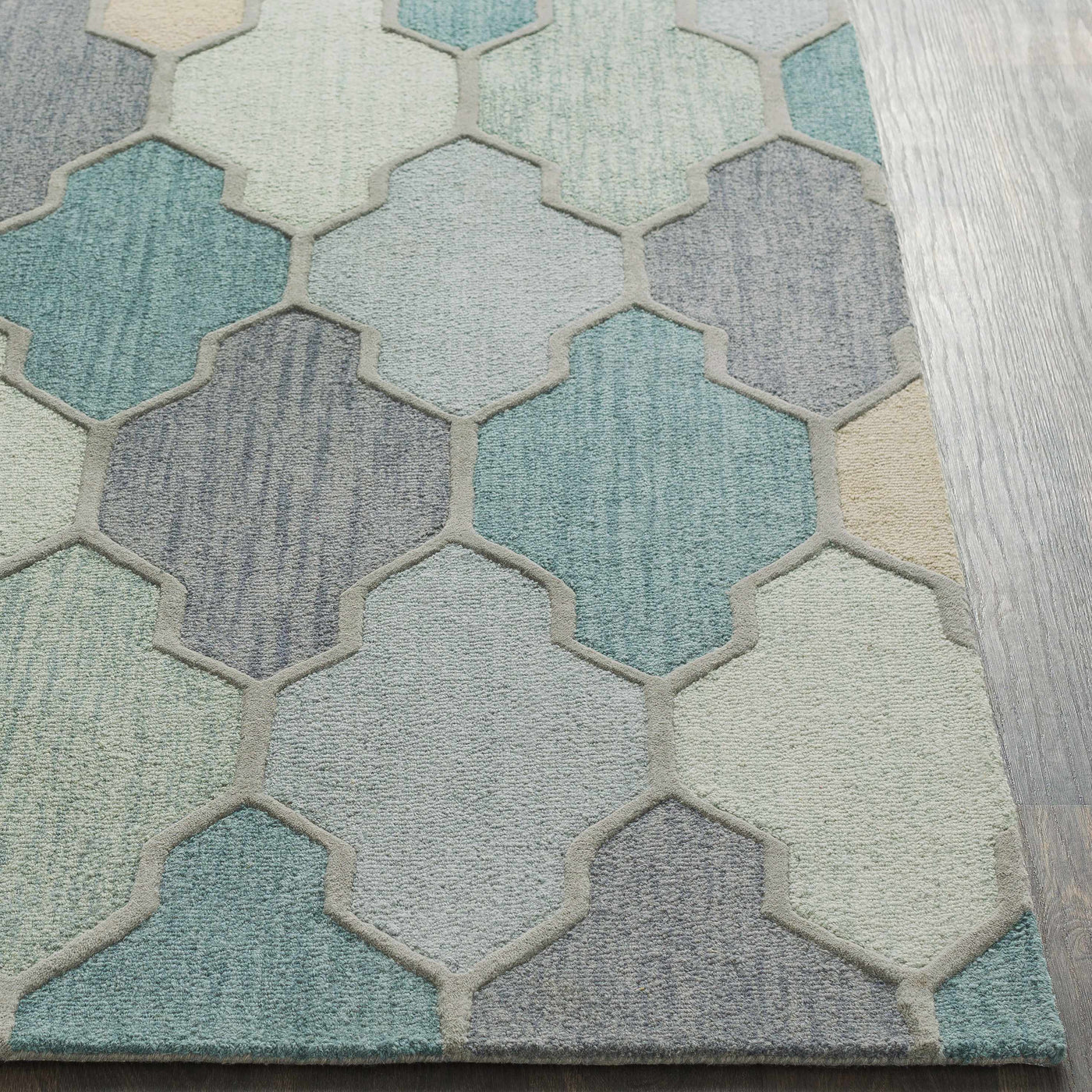Monteview Sage&Teal Geometric Wool Rug - Clearance by Boutique Rugs
