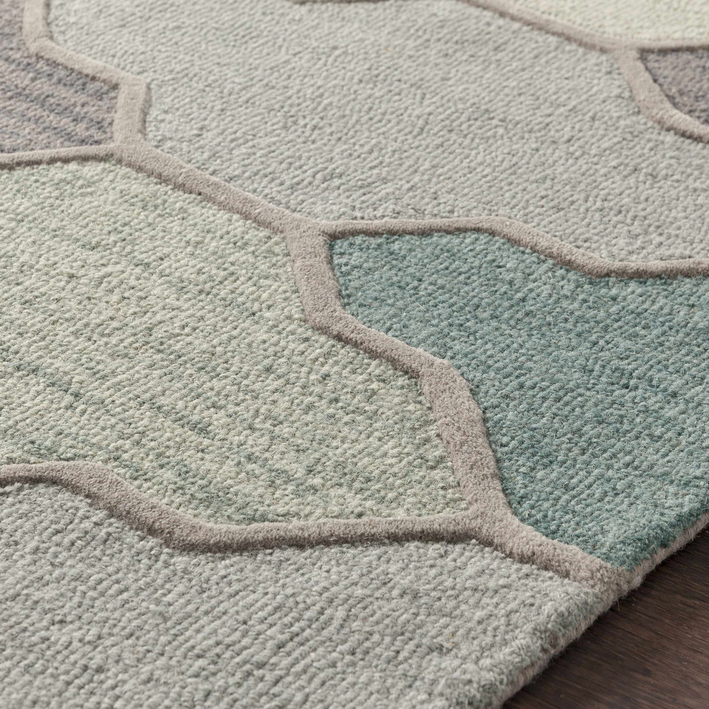 Monteview Sage&Teal Geometric Wool Rug - Clearance by Boutique Rugs